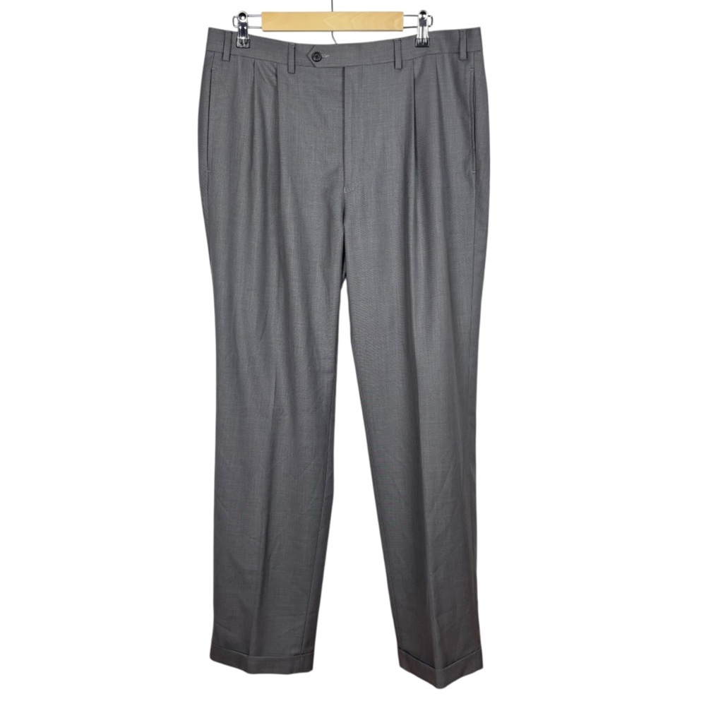 Lauren Ralph Lauren Dress Pants Men's 36x34 Gray Pleated Cuffs Office Career